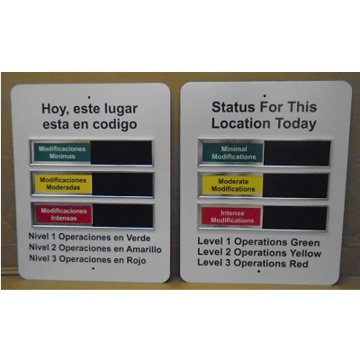 Exterior English/Spanish COVID Status Sign